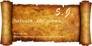 Sefcsik Jávorka névjegykártya